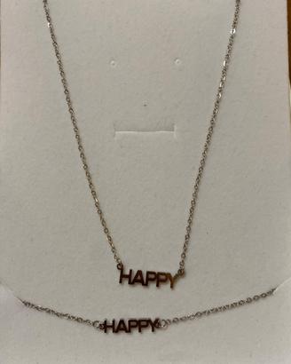 Set collana e bracciale con scritta “Happy “