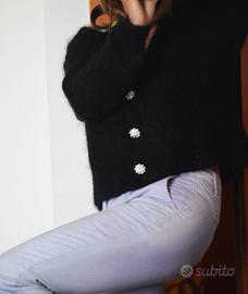 Maglioncino  donna nero in lana mohair