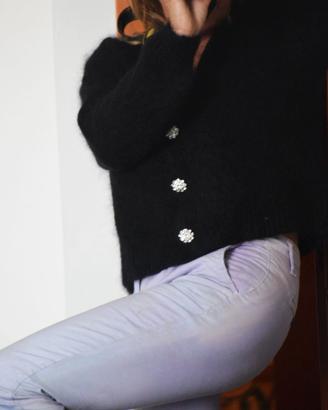 Maglioncino  donna nero in lana mohair