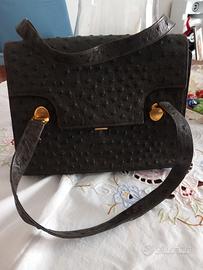 borsa in struzzo marrone