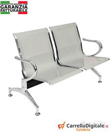 Panca per sala dattesa 2 posti in acciaioSilver
