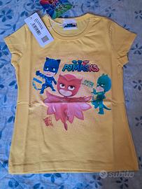 t-shirt bimba gialla Pj MASKS th 3 anni