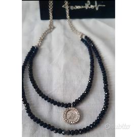 Collana Raspini,argento 925,onice,charm