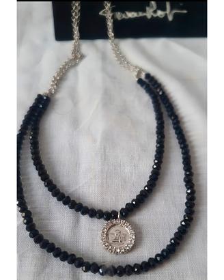 Collana Raspini,argento 925,onice,charm