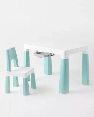 Set Tavolo regolabile con sedia per bambini Bianco