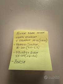 kit macchina reflex con obiettivi e borsa