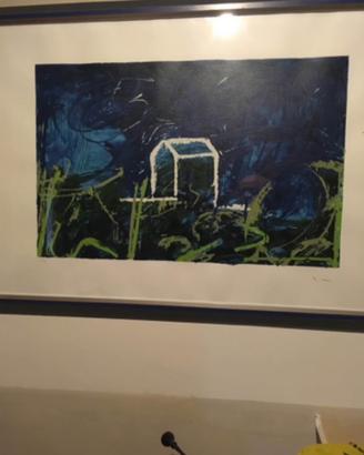 SCHIFANO VEDUTA NOTTURNA  Serigrafia materica