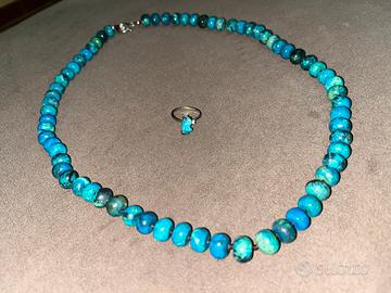 Set -COLLANA E ANELLO-AZZURRINA CRISOCOLLA