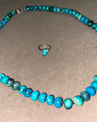 Set -COLLANA E ANELLO-AZZURRINA CRISOCOLLA