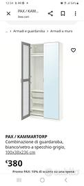 armadio pax ikea con ante a specchio  