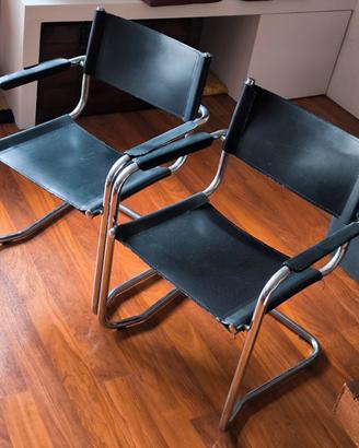 Poltrone attesa director in pelle stile bauhaus