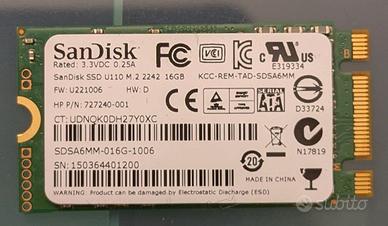 SSD Sandisk 16GB M2 2242