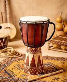 Percussione Djembe artigianale in legno e pelle 