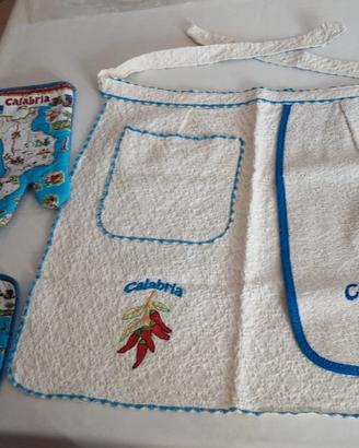 Grembiule da cucina, guanto e presina