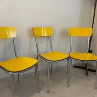 Set di tre sedie vintage in formica gialla