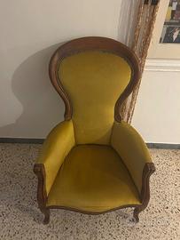 Sedia antica vintage velluto/legno perfetto