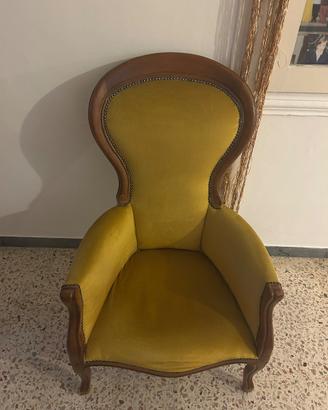 Sedia antica vintage velluto/legno perfetto