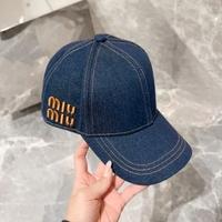 Miu Miu Logo ricamato Denim Blue Sun Hat