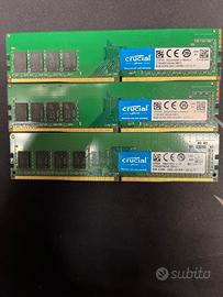 Ram DDR4 3x8GB Crucial 2400Mhz Tot 24GB