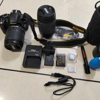 Nikon D3200 kit completo con n.2 obiettivi