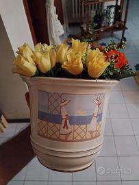 Vaso ceramica vintage con fiori 
