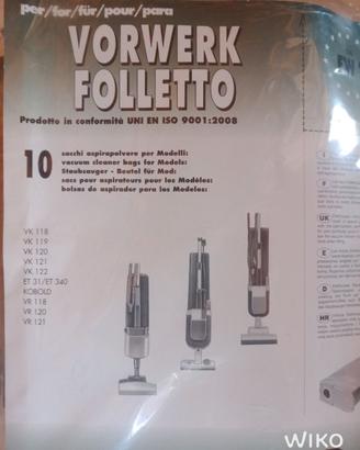 Sacchetti ricambio aspirapolvere Folletto