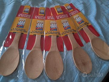 mestoli 5 pz tre cuochi giallo zafferano in legno