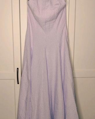 Vestito midi Zara halter a quadretti vichy lilla -