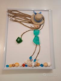 Quadretto ' giornata ventosa " con vetrini di mare