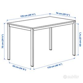 Tavolo IKEA mod. VIHALS, bianco/bianco,125x74 cm