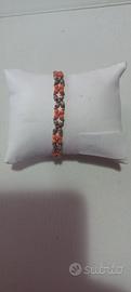 Bracciale in argento 925 con corallo rosa vintage 