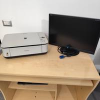 Scrivania, monitor, stampante 