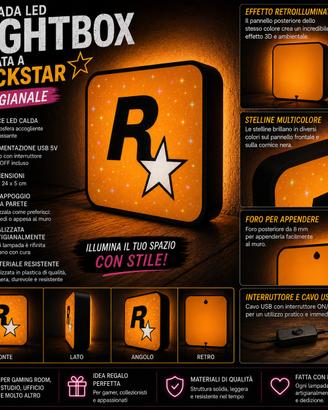 Lampada led ROCKSTAR insegna scrivania muro gta 6