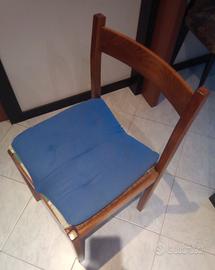 Sedie legno paglia con cuscinetti imbottito blu