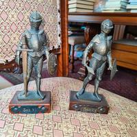 2 STATUETTE GUERRIERO IN METALLO SECOLO XV  h 21cm