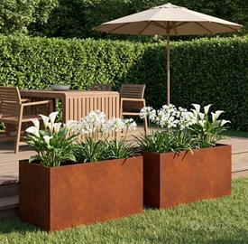 Vasi da giardino 2 pz Ruggine Acciaio Corten