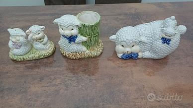 set di pecorelle in ceramica 