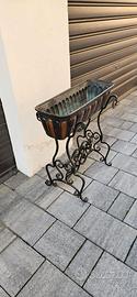 Fioriera vintage rame con supporto ferro battuto