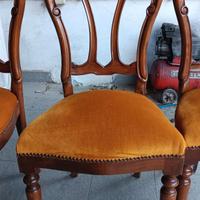 4 sedie antiche in velluto aranciato/senape