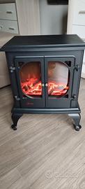 Stufa camino elettrica retrò effetto fuoco reale