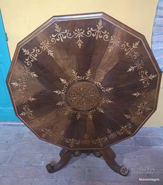 Tavolo dodecagonale intarsiato Rolo XIX sec. Mari