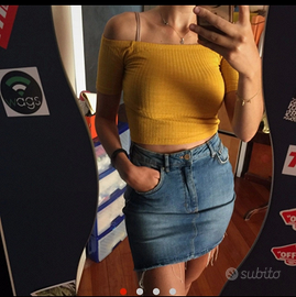 Crop top Stradivarius senape