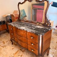 Comó d’epoca con specchio e top in marmo