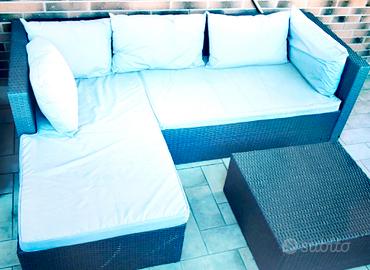 Divano angolare esterno Rattan grigio antracite