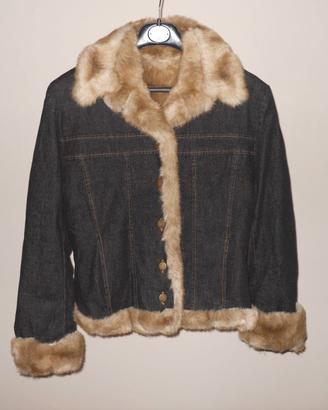 Giacca Giubbotto Jeans e Pelliccia Eco Tg S NUOVA!
