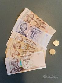Set di 8 banconote e monete Transnistria rare