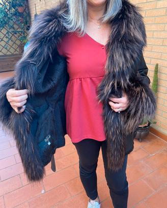 Giacca pelle interno pelliccia