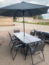 SET pompei bizzotto tavolo 6 sedie e ombrellone