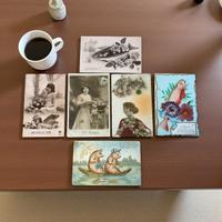 Lotto 6 rare antiche cartoline pesce d’aprile 30s