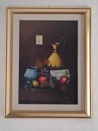 Quadro con cornice olio su tela "natura morta" 